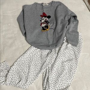 Gray Mickey Mouse Sweater with Polka Dot Pants